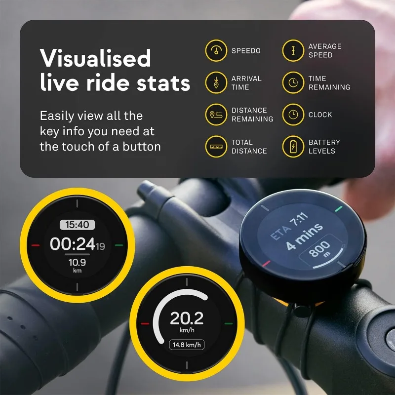 Bike GPS ComputerVelo 2 | Wireless Global Navigation Map Weatherproof & 11+ Hours Battery LifeUSB Charging