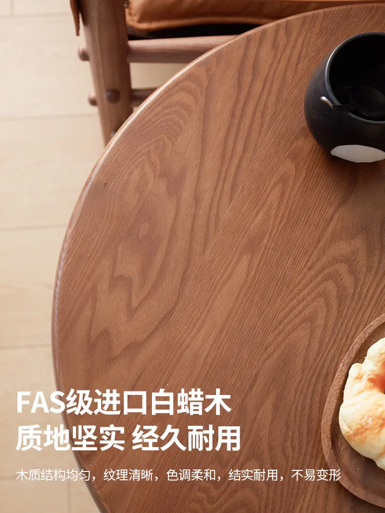 Japanese-style solid wood lifting edge table, small round table, sofa side table, movable tea table with wheels