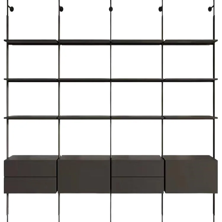 Minimalist Books Bookshelf Wrought Iron Shelf Multi-layer Wall Floor Drawer Shelf Partition Display Shelf Library Bookcase