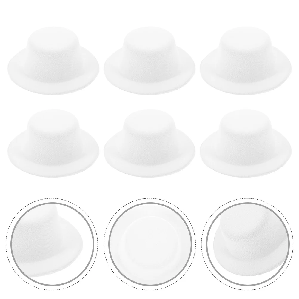 

6 Pcs Small Hat Caps DIY Formal Hats Decorate Headbands Making Accessories Prop Pulled Cloth White Decoration
