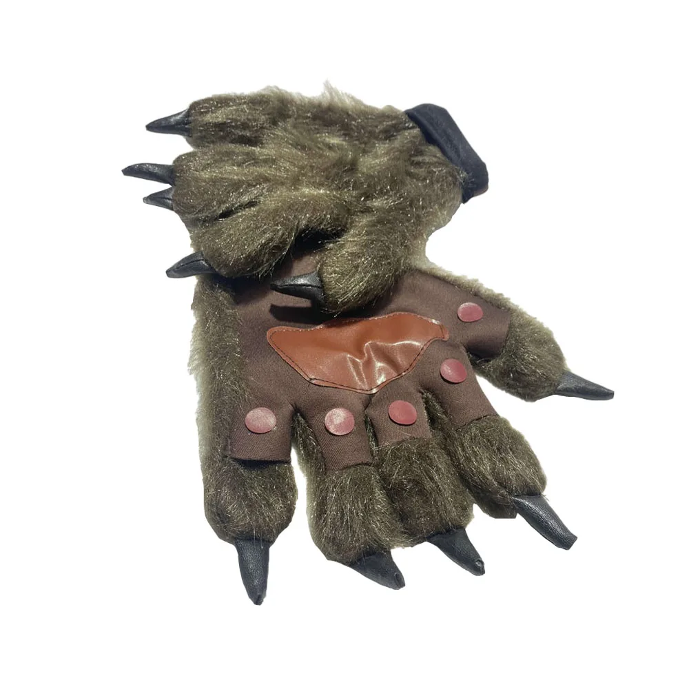 Pluche Weerwolf Klauw Handschoenen Cosplay Beest Dier Wolf Harige Handen Halloween Carnaval Dress Up Party Kostuum Rekwisieten