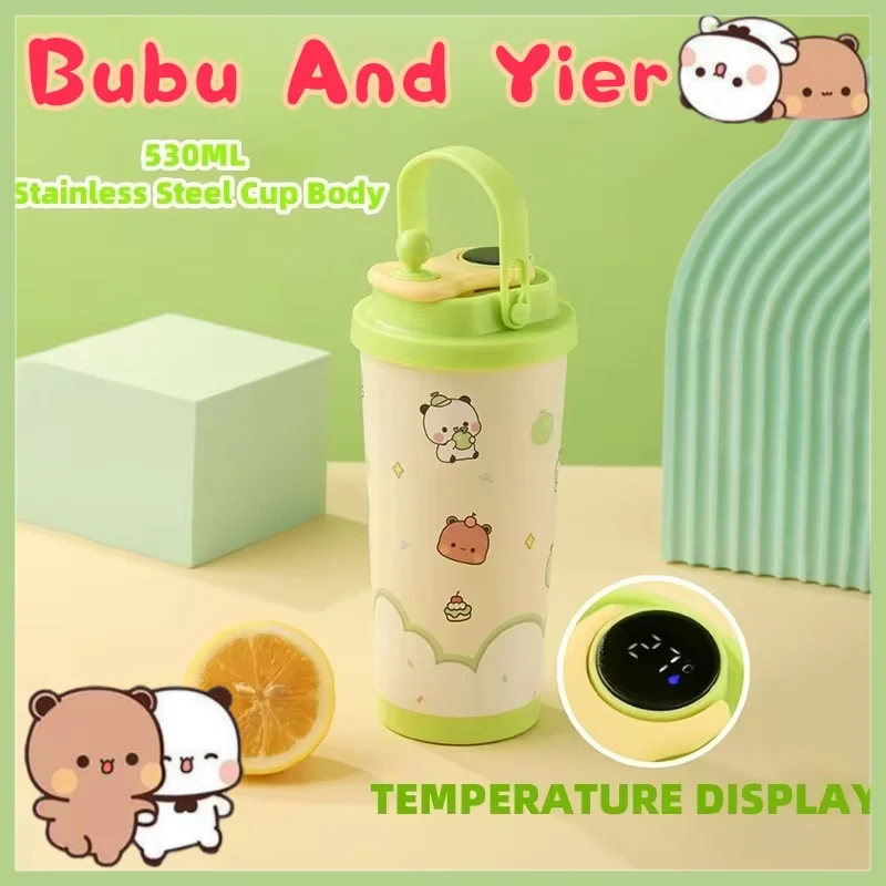 

Оригинальная чашка для воды Panda Bubu And Yier, мультяшная чашка для напитков Panda Bubu And Dudu Kawaii, чашка для напитков Tritan и чашка из нержавеющей стали, подарок для тела