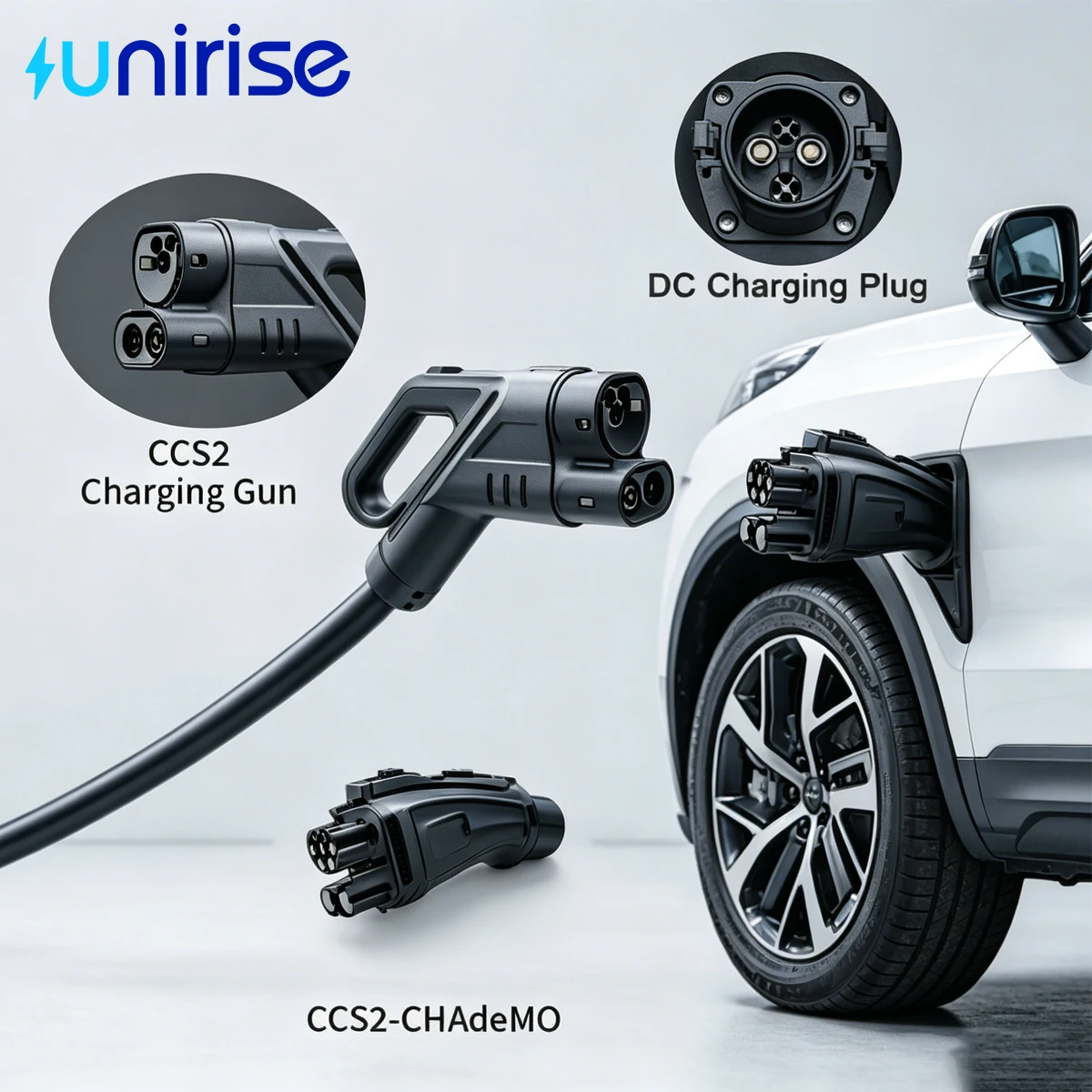 Unirise EV charger Adaptor CCS2 to CHAdeMO DC Converter Adapter 250KW 250A 1000V CCS Combo 2 to Japanese Electric Cars Charging