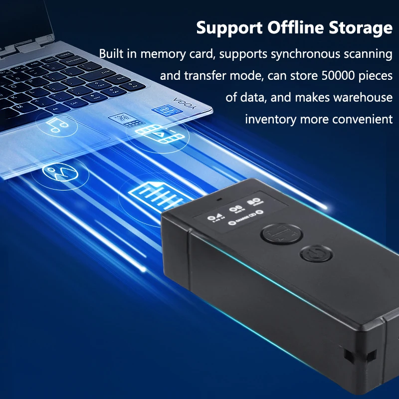 Mini escáner de código de barras 2D Handhel USB con cable Bluetooth 2,4G inalámbrico 1D 2D escáner Android IOS Windows QR lector de código de barras