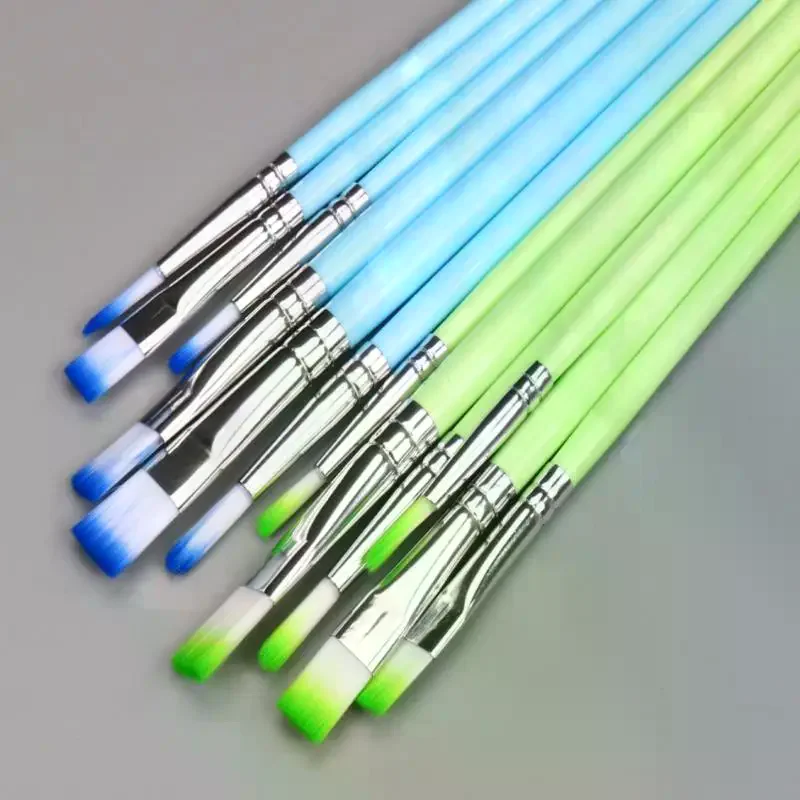 6pcs Professional Artist Paint Brushes Set Nylon Round Pointed Flat Tips Multicolored Paint Brush