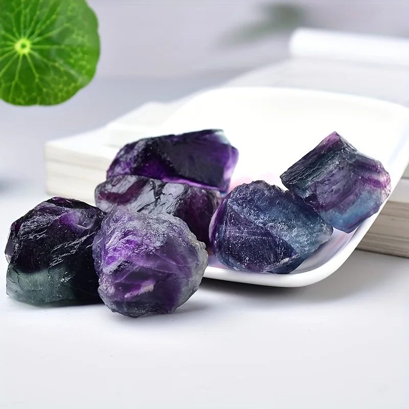 Natural seven colored fluorite rough, healing crystal stone, home décor and aromatherapy stone, DIY gemstones