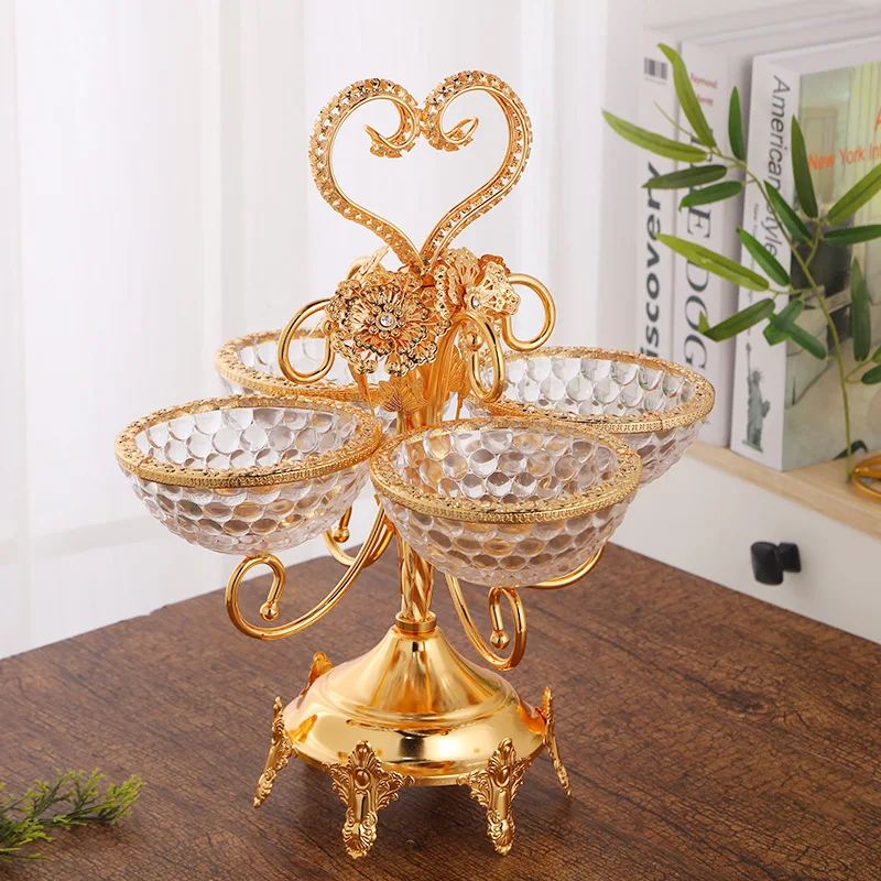 elegant temperament glass wrought iron fruit bowl hotel living room 4 candy snack basin household water fruit bowl