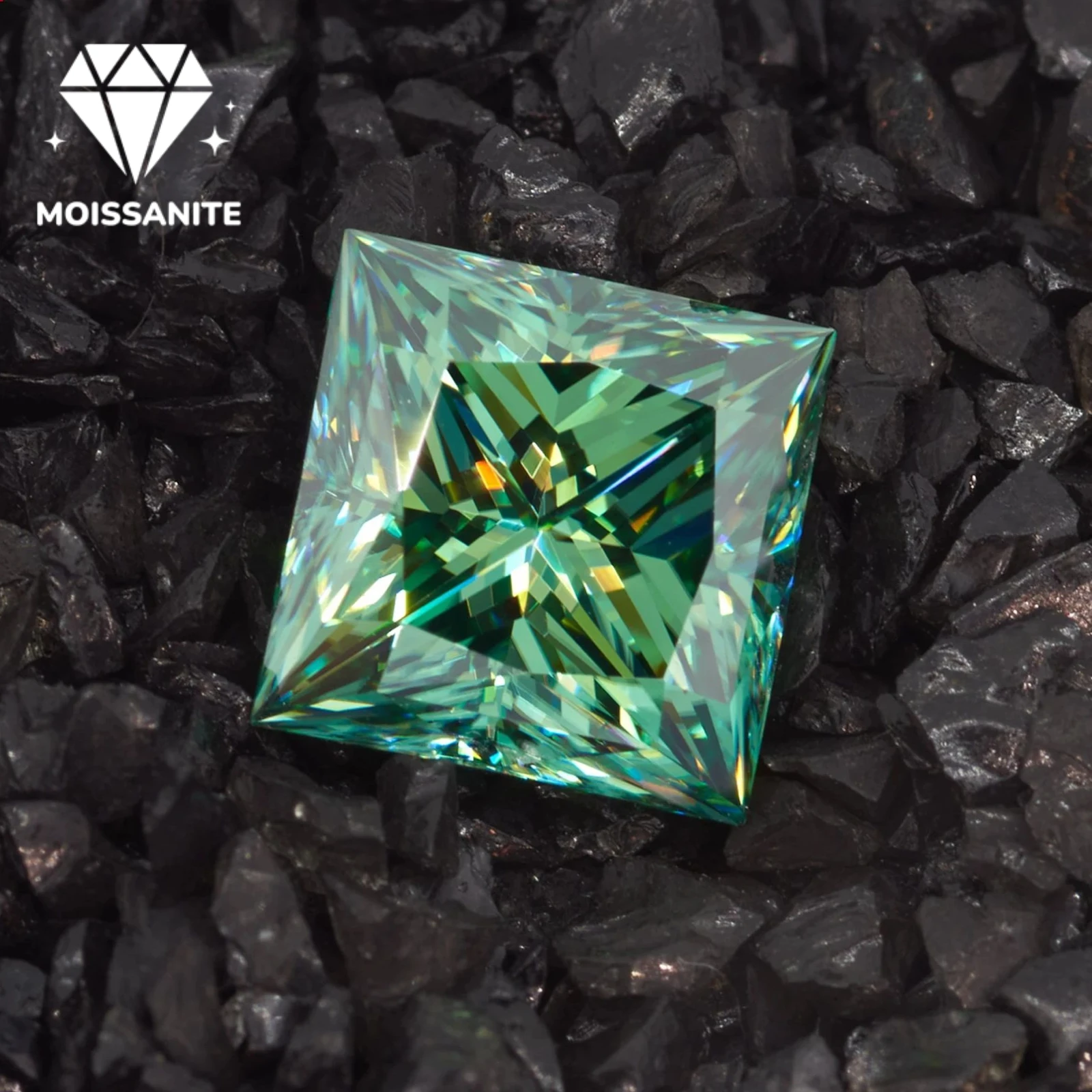 

1 Pc 1/2 Carat Green Square Moissanite, Used for Making Earrings, Rings, Ear Studs and DIY Jewelry Accessories.