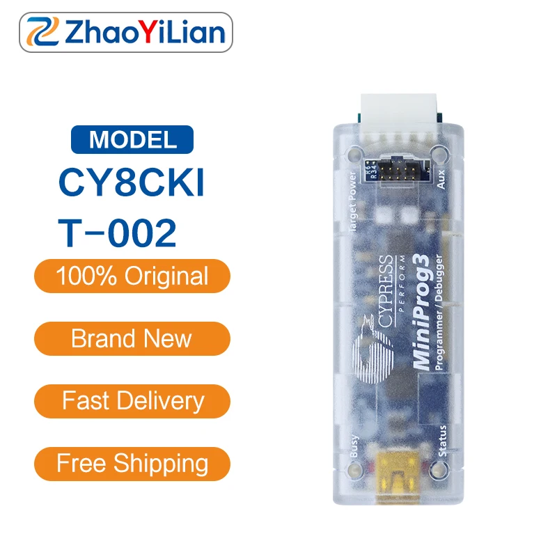Для CY8CKIT‑002 MiniProg3 PSoC Programmer Debug Kit поддерживает PSoC1, PSoC3, PSoC5, инструмент для загрузки и отладки.