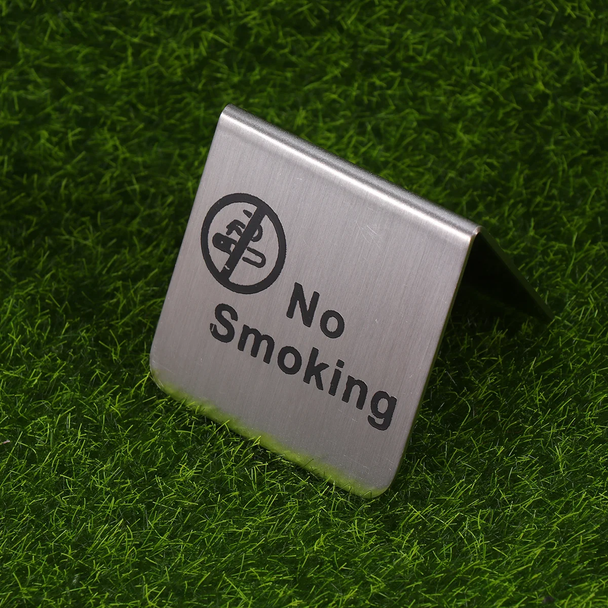 

No Smoking Table Tent Sign Stainless Steel Double Side Free Standing for Office Hotel Restaurant Banquet Indoor Outdoor
