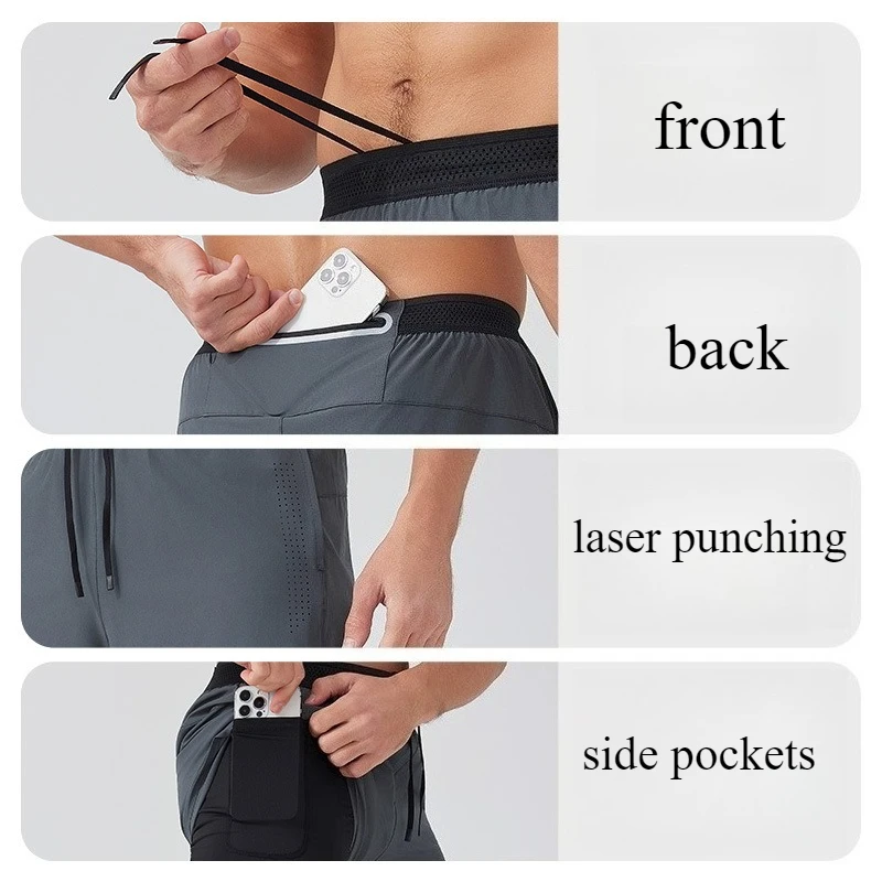 Quick-drying Gym Sports Racing Shorts Men's Shorts Summer Fitness Clothes 2 in 1 Marathon Running Shorts for Man Sportswear