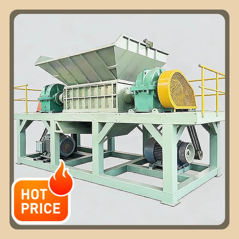 Automatic Waste Shredder  Recycling Packaging Waste Tire Rubber Safely Industrial Dual Shaft Waste Plastic Shredder Customized