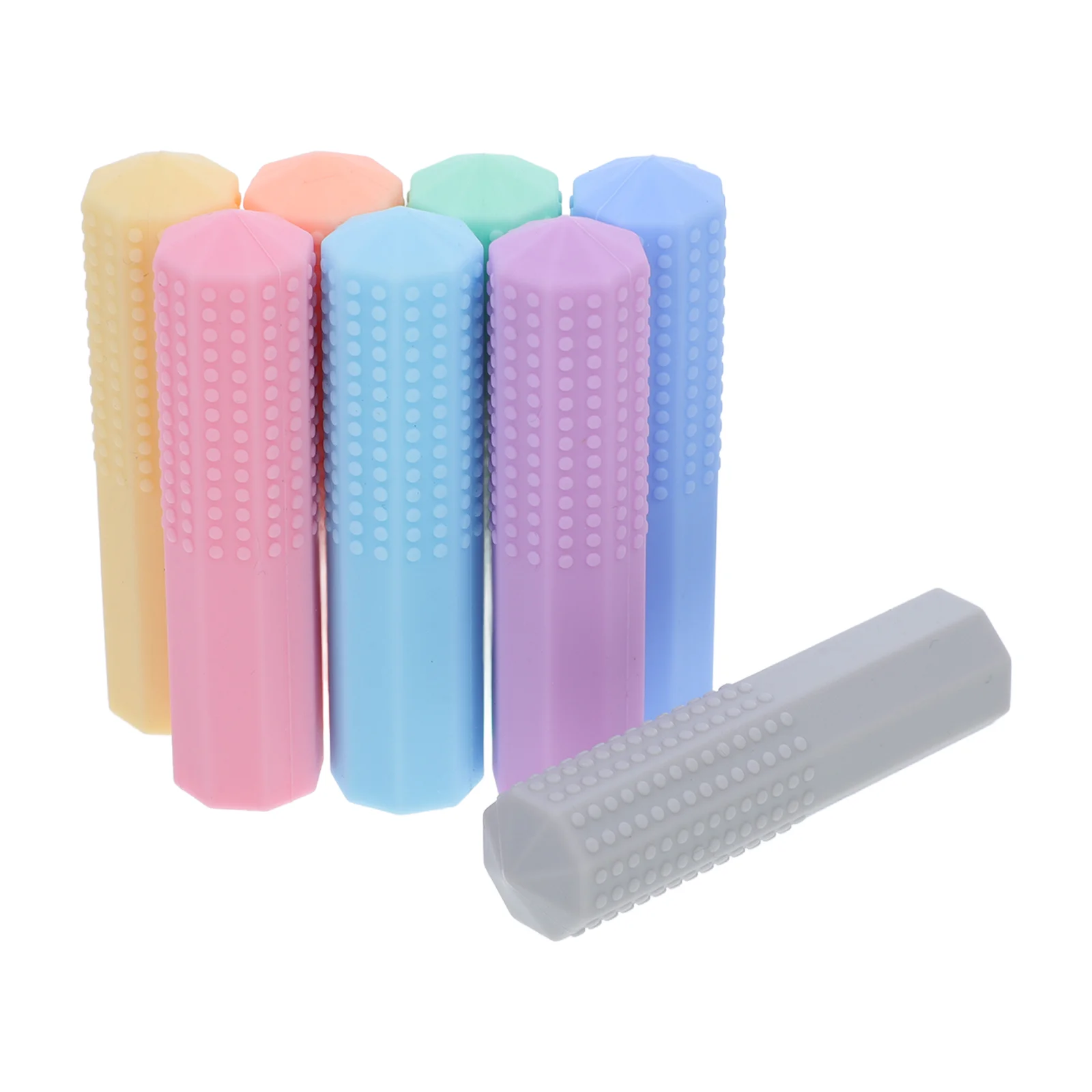 8 Pcs Chew Silicone Pen Case Student Stimulation Focus Tools Silica Gel Pencil Eraser Toppers