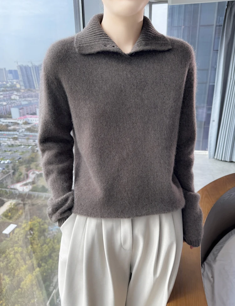 Autumn Winter Women Warm Sweater 100% Merino Wool Solid Knitwear Thick Pullover Long Sleeve Clothes Tops Casual Jumper Outerwear