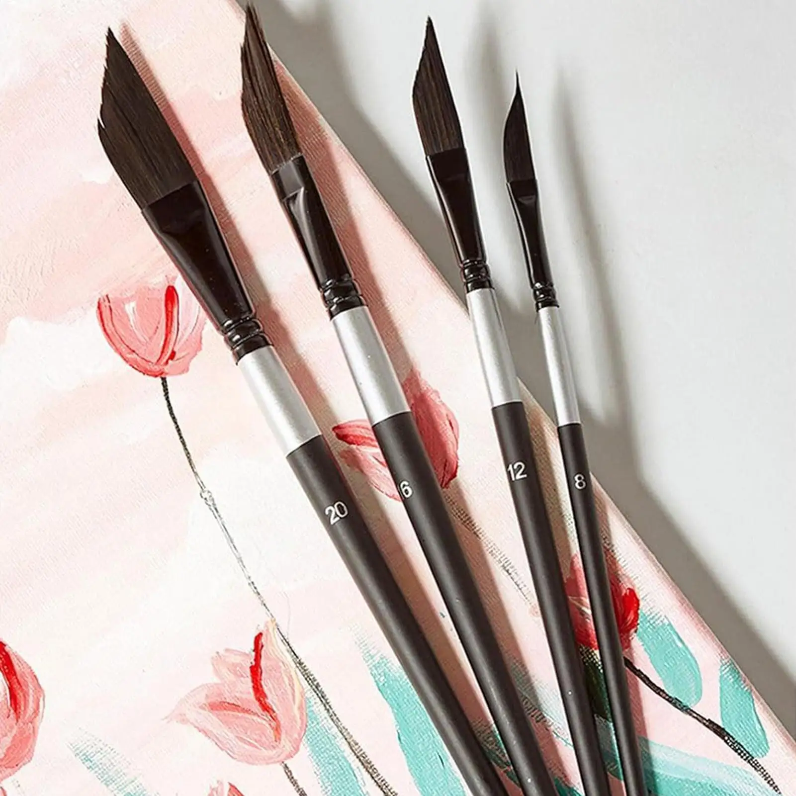 فرش طلاء فنية مكونة من 4 قطع فرشاة رسم دقيقة للرسم على اللوحات المائية الزيتية والجسم والأظافر للرجال