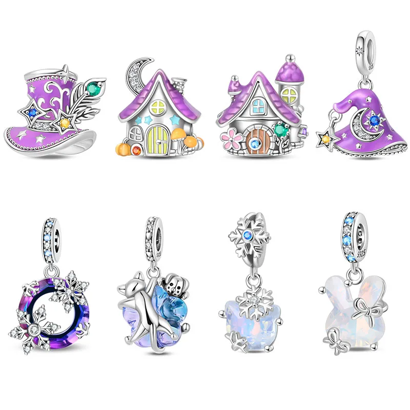 

925 Sterling Silver Magic Academy Rabbit Cat Charms Beads For Women Fit Original Bracelet DIY Birthday Party Jewelry Gifts
