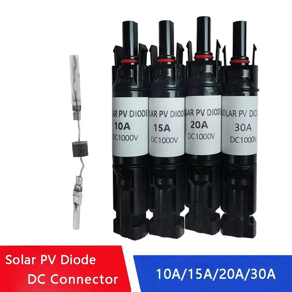 1Pcs 10A 15A 20A 30A Photovoltaic Diode Connector Copper Tin Plated Contact IP67 Waterproof Solar Panel Diode Connector