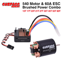 SURPASS HOBBY 540 Brushed Motor 13T 17T 21T 23T 27T 35T 45T 55T 80T for 1/10 RC Off-road Racing Car Truck with 60A ESC 5V/2A BEC