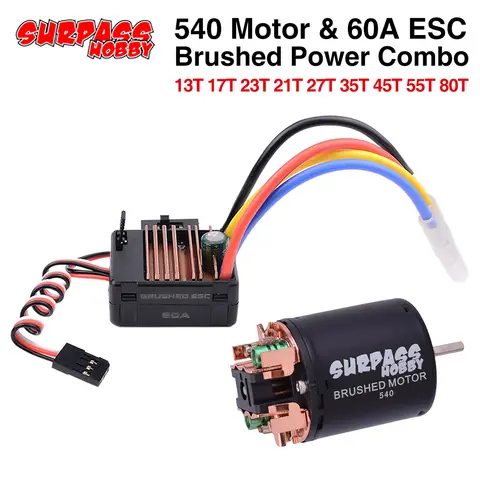 SURPASS HOBBY 540 Borstmotor 13T 17T 21T 23T 27T 35T 45T 55T 80T för 1/10 RC Terrängbil Lastbil med 60A ESC 5V/2A BEC 8 best sales WLtoys 16800 delar - №4