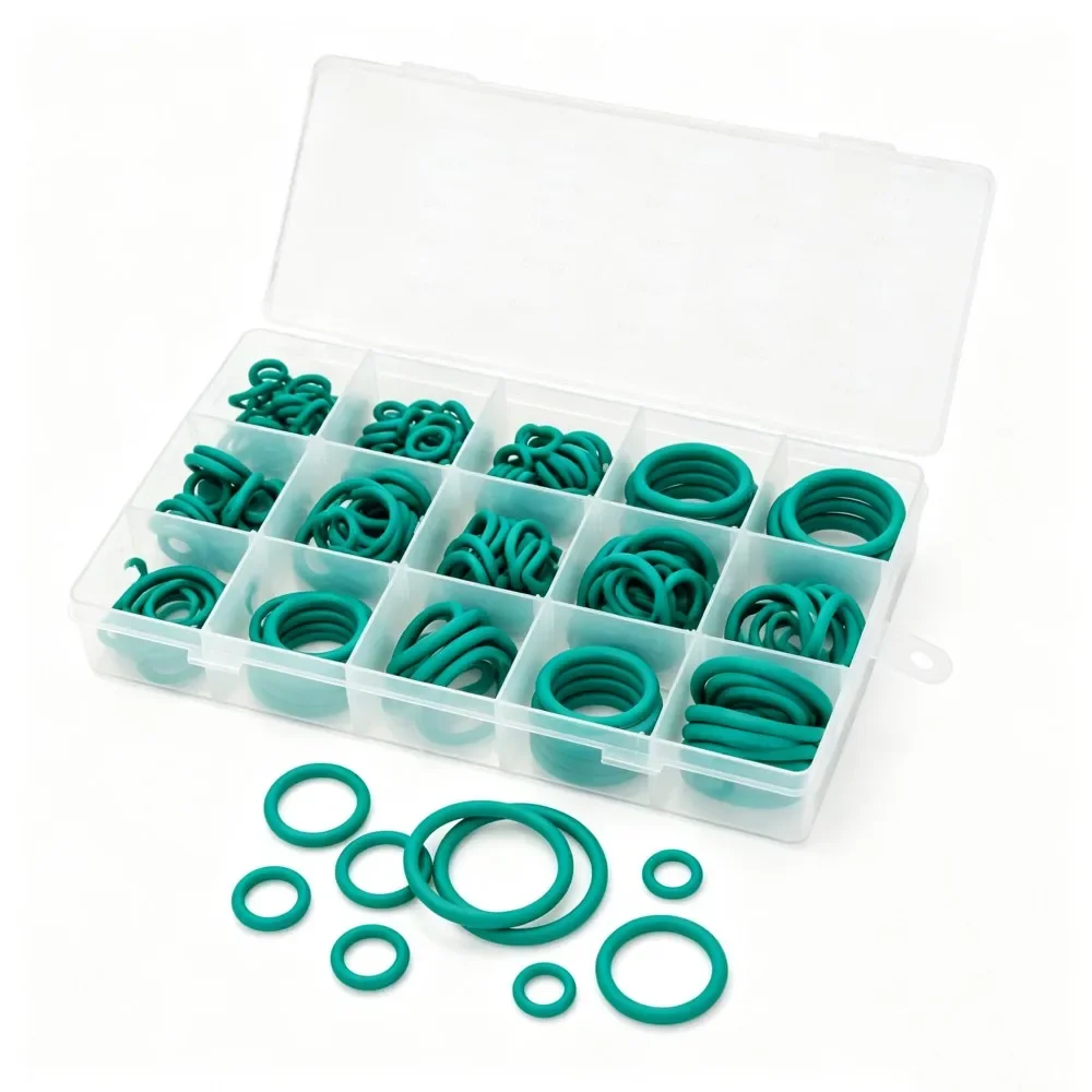 Green FKM O Ring Kit Fluorine Rubber Sealing Gasket 175Pcs High Hardness Heat Corrosion Resistant Seals CS2.65mm ID6-25mm