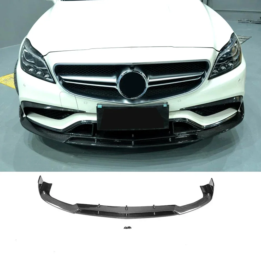 B Style Carbon Fiber W218 Front Bumper Lip for Mercedes-Benz CLS-Class W218 CLS63 AMG 15-17