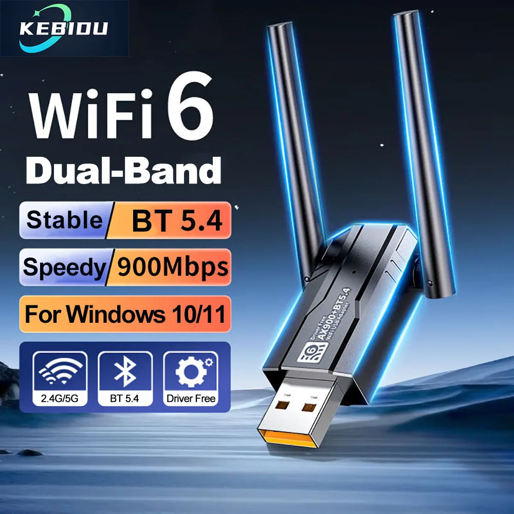 

Wi-Fi 6 AX900 USB-адаптер Bluetooth5.4 двухдиапазонный 2,4G 5G 5dBi антенна Wi-Fi6 USB сетевой приемник драйвер бесплатно для Win 10/11