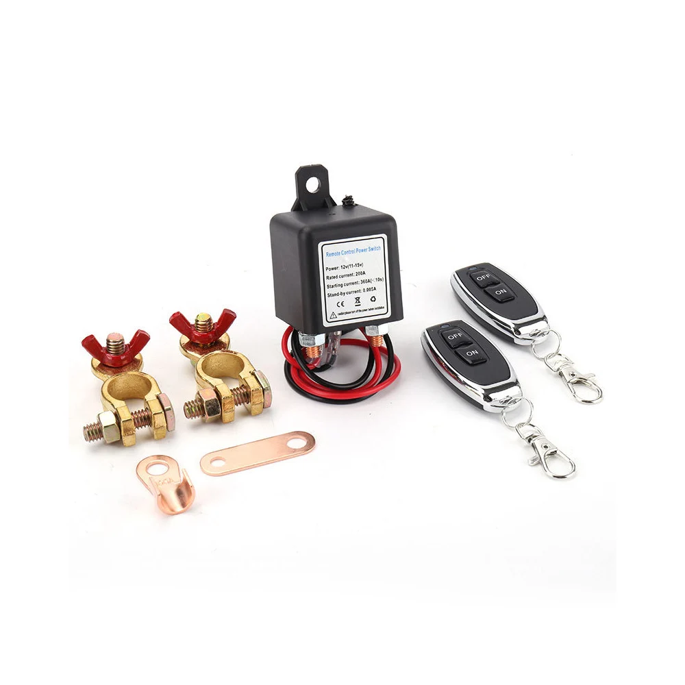 

1 комплект, 200 А, 12 В/24 В, реле защиты от утечек автомобильного аккумулятора, автомобильный переключатель с дистанционным управлением