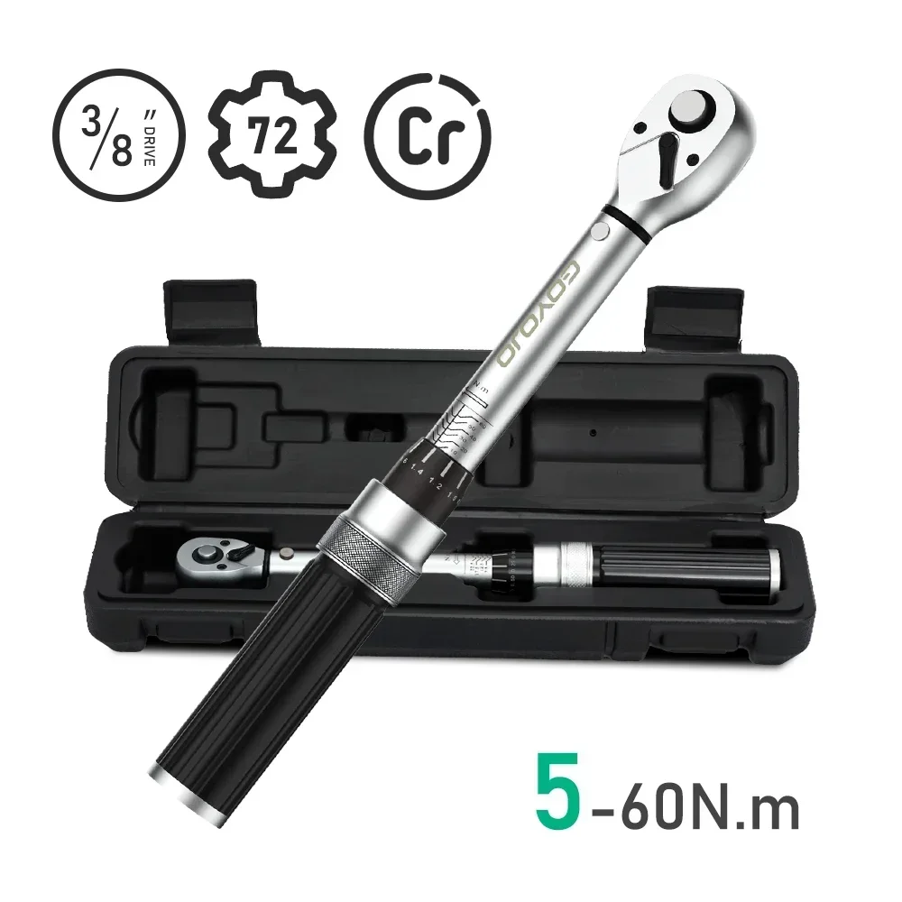 3/8” Torque Wrench 5-60N.m Square Drive Torques Key 1/4” Pro Torque Wrench 5-25N.m Professional Bicycle Automotive Repair Tool