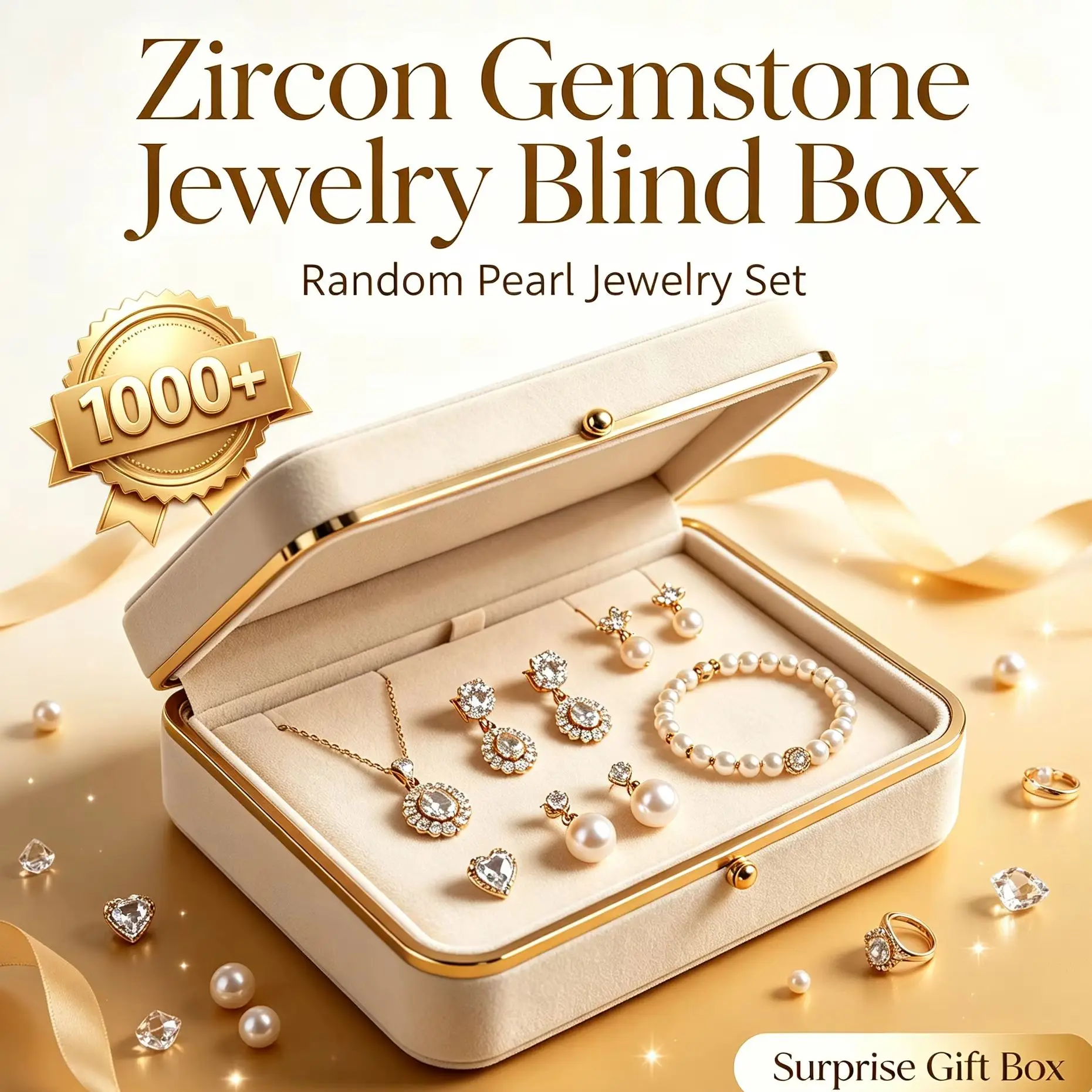 Zircon Gemstone Jewelry Blind Box Random Pearl Jewelry Set Surprise Gift Box
