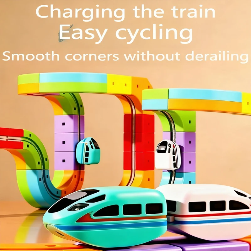 123 SZT. Magiczne Klocki Magnetyczne Kolejka Zestaw do Składania Elektryczna Zabawka Edukacyjna DIY Idealny Prezent Urodzinowy dla Dzieci