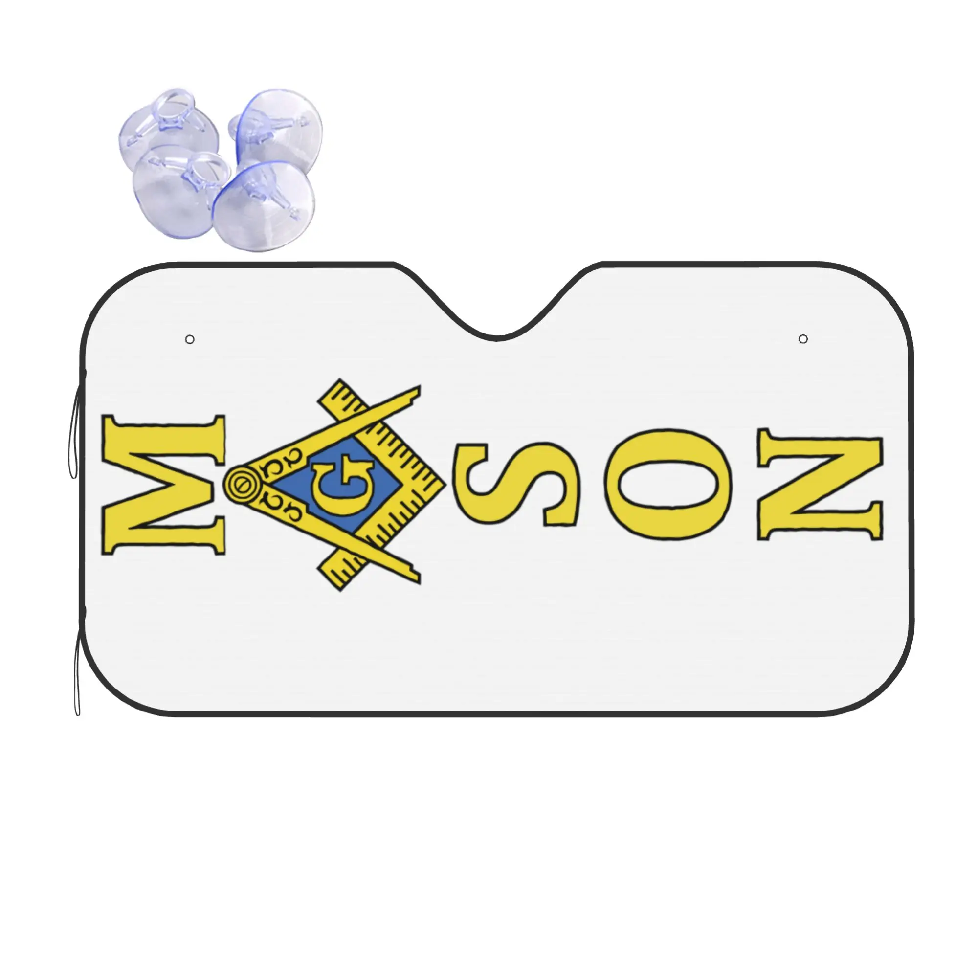 Freemason Square Compass Car Front Windshield Sun Visor UV Protection Car Sun Shade Masonic Symbol Aluminum Foil Car Sunshade
