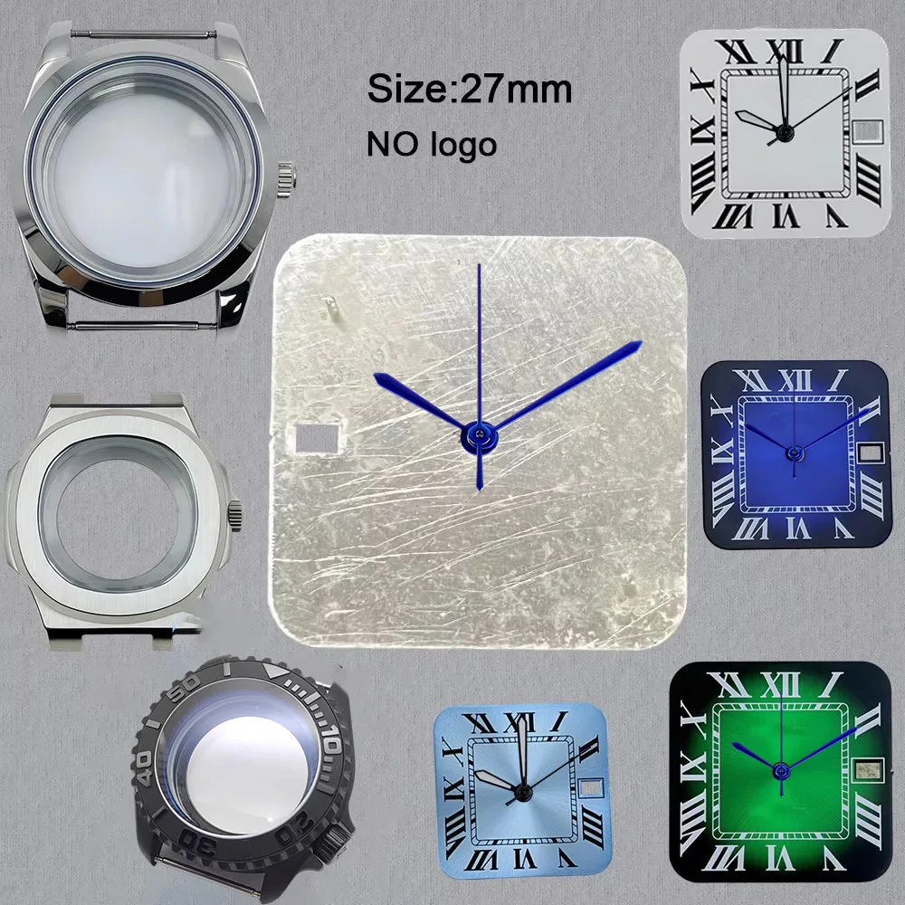 27mm No Logo Roman Square Blank Dial For NH35 Movement Custom Logo Watch Dials Hands Accessories Repair Tools