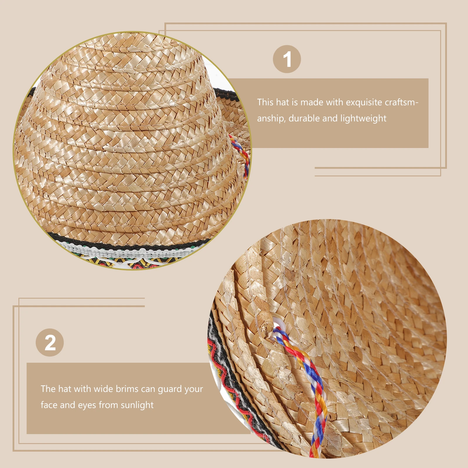 

Mexican Wide Sun Beach Carnival Party Hat For Men Hats For Party Women Kids Outdoor Fishing Vacation Straw Woven Hat
