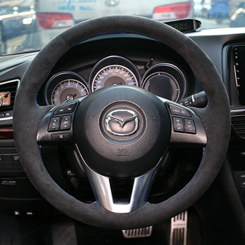 

Car Steering Wheel Cover Suede For Mazda 3 Axela Mazda 6 Atenza Mazda 2 CX-3 CX3 CX-5 CX5 Scion DIY Steering-Wheel Cover Wrap