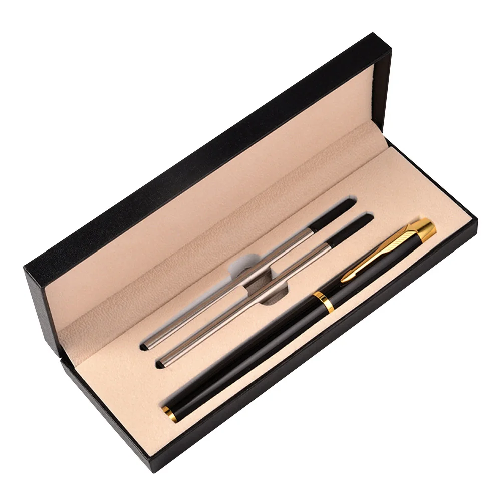 

1 set Metal Pen Set Stainless Steel Signature Nice Pens Office Roller Meeting Gift Refillable Modern Business Events