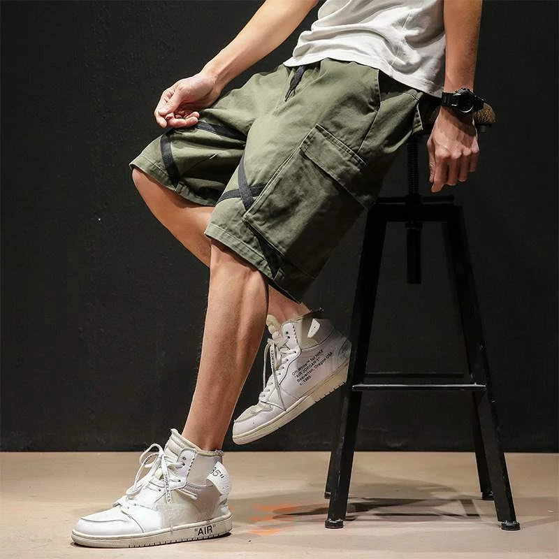 Bermuda Short Pants for Men Elastic Waist Strech Mens Cargo Shorts Baggy Cotton Front Pocket 2024 Fashion Big and Tall Designer