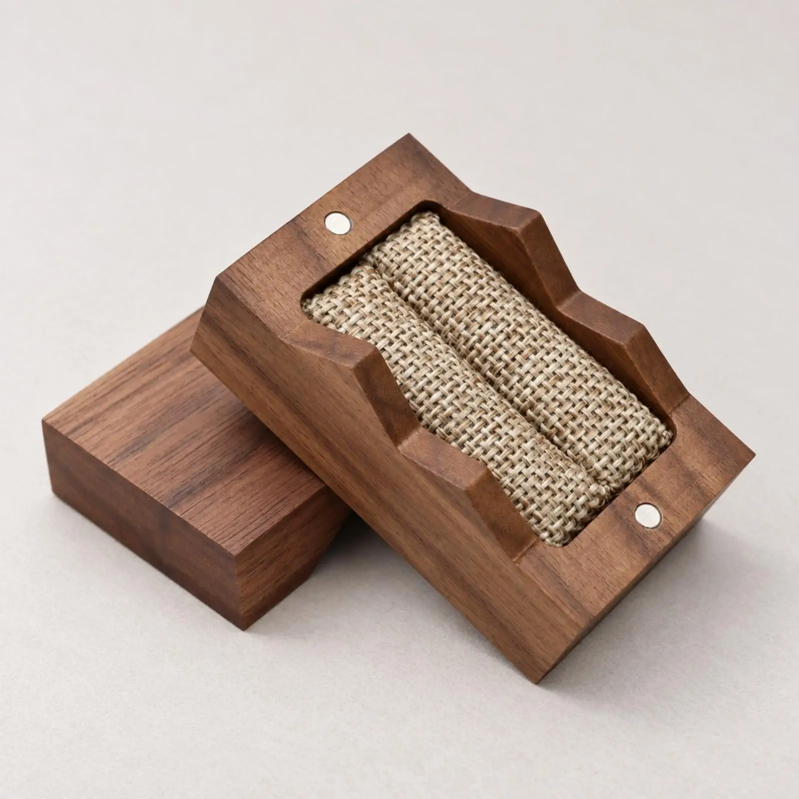 Natural Walnut Wood Jewelry Box Compact Ring Holder with Soft Interior Lining for Earrings and Keepsakes view 4