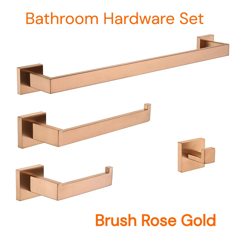 

Bathroom Accessories Toilet Paper Holder Brushed Rose Gold Towel Hooks Stainless Steel Bedroom Wall Mount Bath Hardware Sets