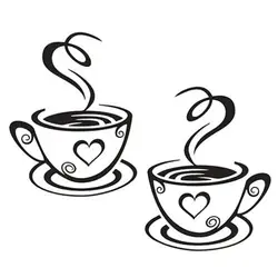Dual Coffee Cup Sticker Removable Diy Mug Decal Wallpaper Coffee Bar Wall Decor Removable Signs For Kitchen Coffee Station Cafe