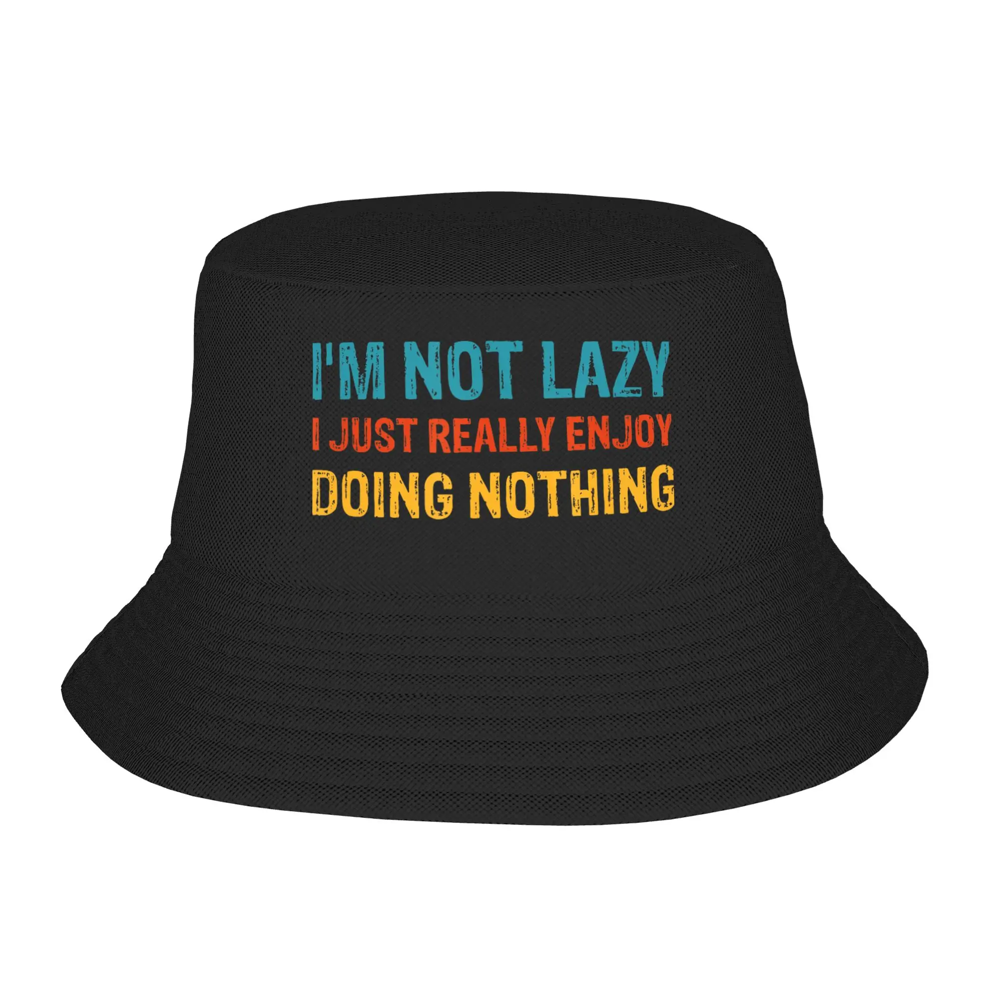 Picnic Headwear I'm Not Lazy I Just Really Enjoy Doing Nothing Accessories Bucket Hat Kawaii Girls  Sun Bob Hat