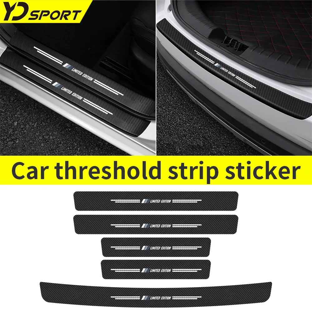 

LIMITED EDITION 5pcs Car Door Sill Threshold Trunk Bumper Strips Waterproof Decals Carbon Fiber Scuff Scratch Decals Accessories