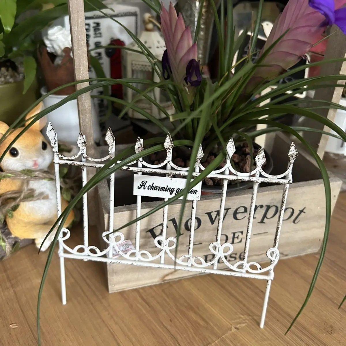 Wrought Iron Fence Shaped Flower Pot Inserts, Creative Plant Landscaping Stakes, Outdoor Balcony Courtyard Decor