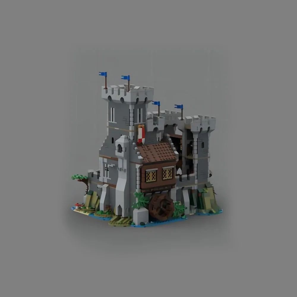 2247pcs MOC Medieval Street View Black Falcons\' River Castle DIY creative Retro child Toy Birthday Gift building blocks