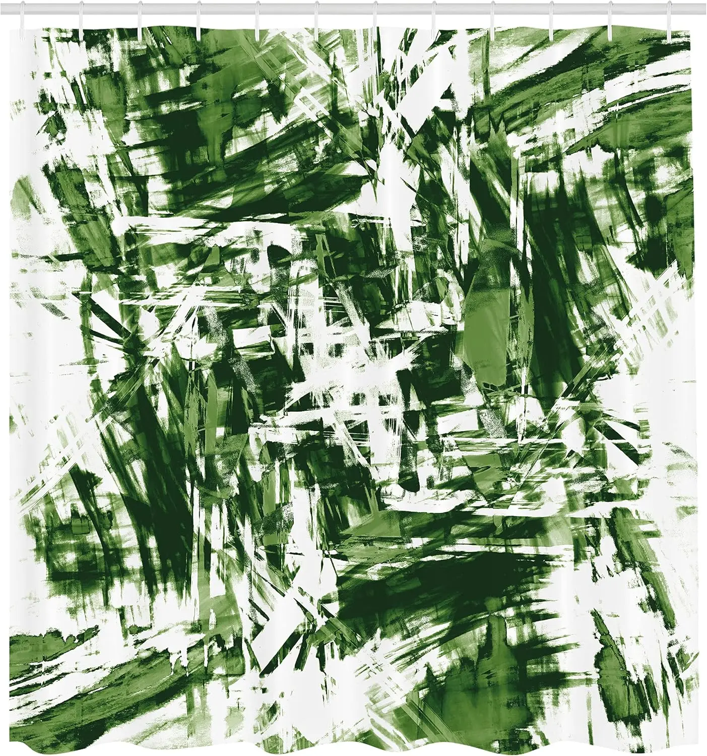 Monochrome Shower Curtain, Old Grunge Style Abstract Art with Brushstrokes Chaos Image Print, Cloth Fabric Bathroom Decor Set