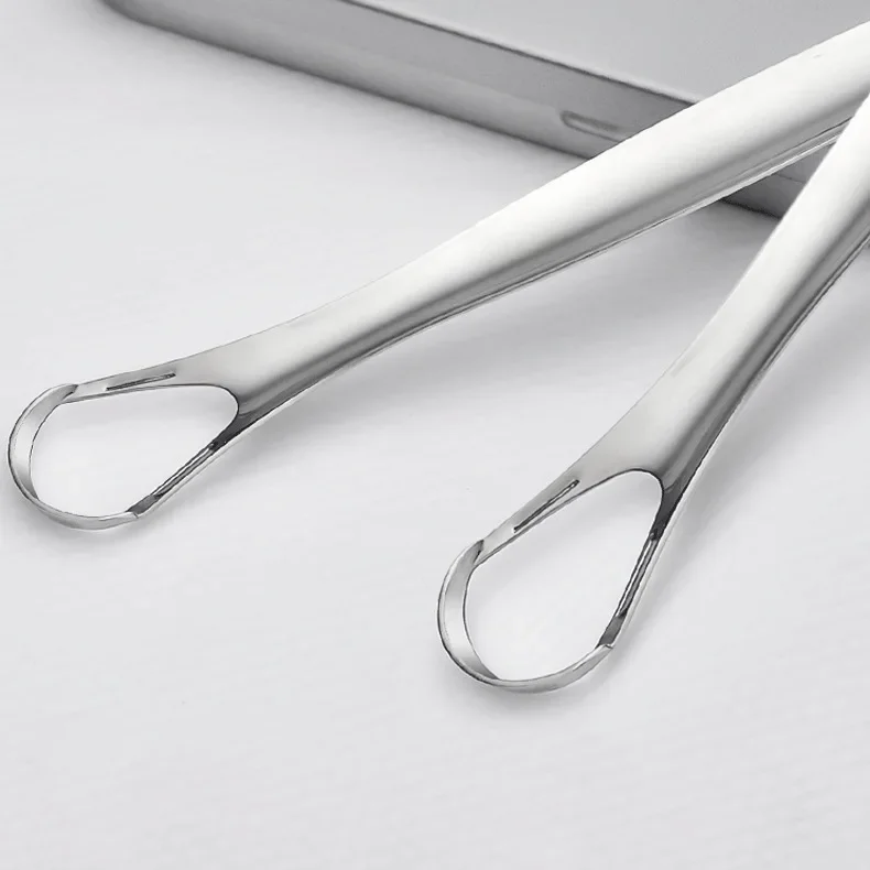 1Pcs Reusable Stainless Steel Useful Tongue Scraper Cleaner Fresh Breath Cleaning Coated Tongue Oral Hygiene Care Tools
