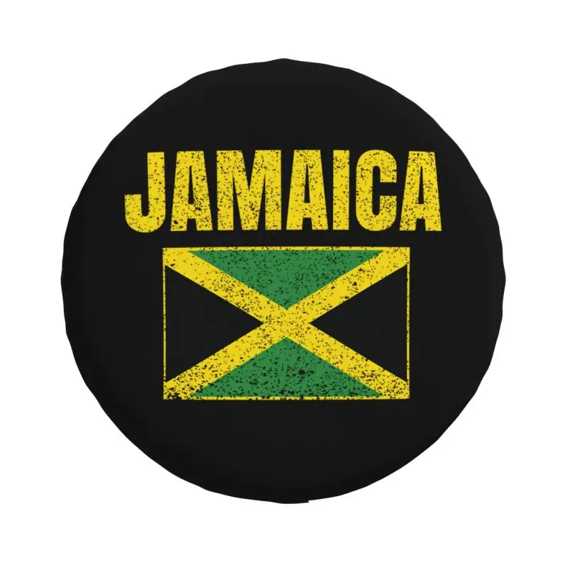 Custom Jamaica Country Jamaican Flag Spare Wheel Tire Cover for Grand Cherokee Jeep RV SUV 4WD 4x4 Vehicle Accessories 14