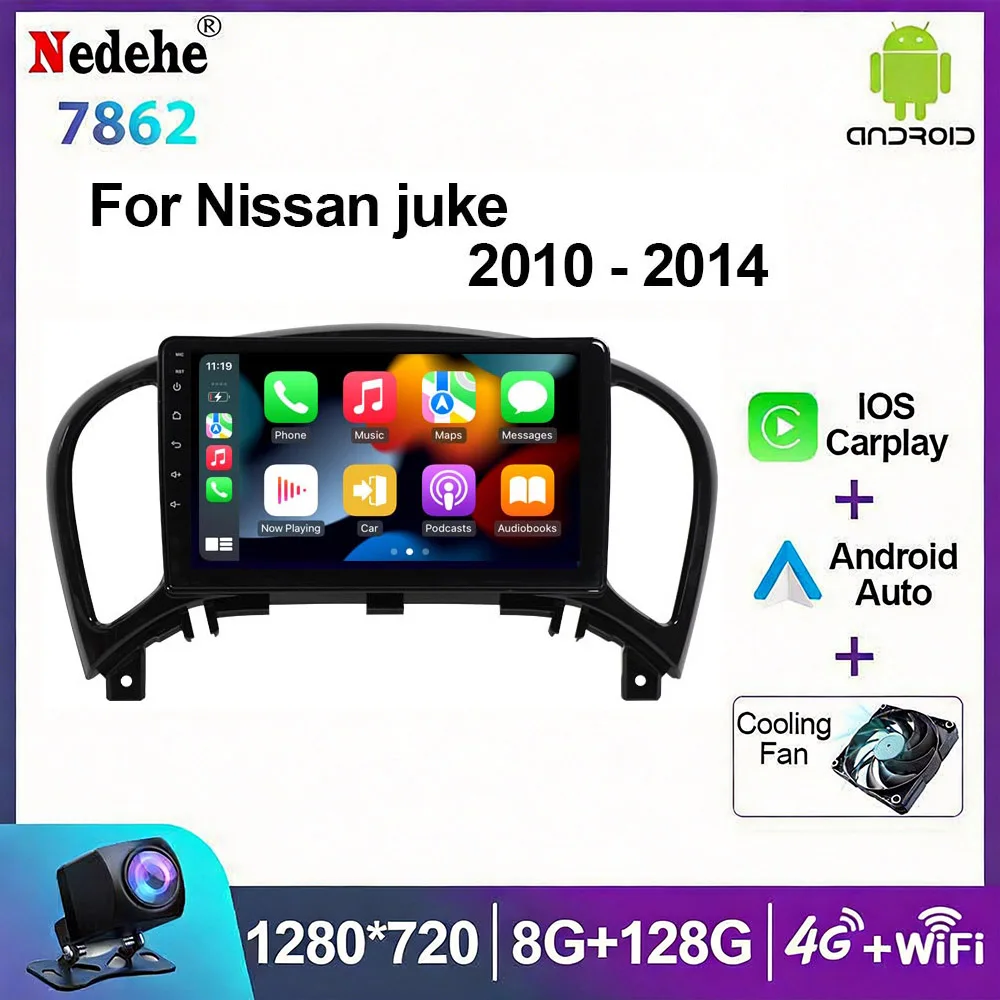CarPlay Inalámbrico Android 14 para Nissan Juke 2011-2016, Radio para Auto, Reproductor Multimedia de Video, DSP Estéreo, GPS, Navegación, WiFi, 4G