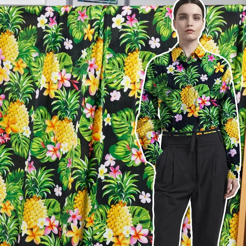 

Redraspberry 12momme Black Pineapple Silk Crepe De Chine Fabrics 100%Silk Materials Women Dress Sewing Cloth Freeshipping