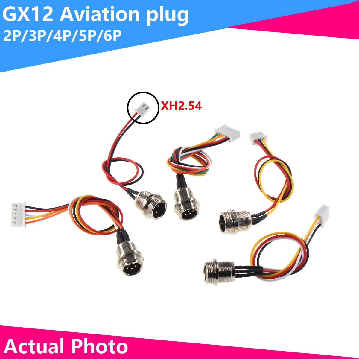 

GX12-2P/3P/4P/5P/6P Aviation plug with cable Socket plug to XH2.54 terminal cable connection cable conversion cable