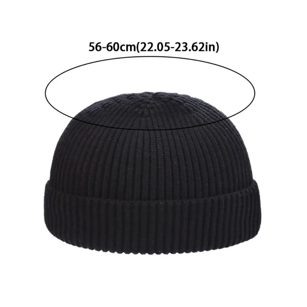 Casual Korean Style Knitted Hats Flanged Short Hip Hop Hat Warm Skullcap Autumn and Winter